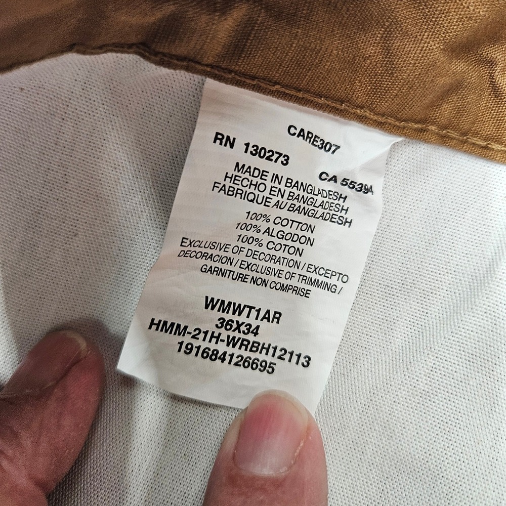 Wrangler Workwear Technician Relaxed Fit Brown Canvas Pants 36x34 WMWT1AR NEW - Picture 4 of 11